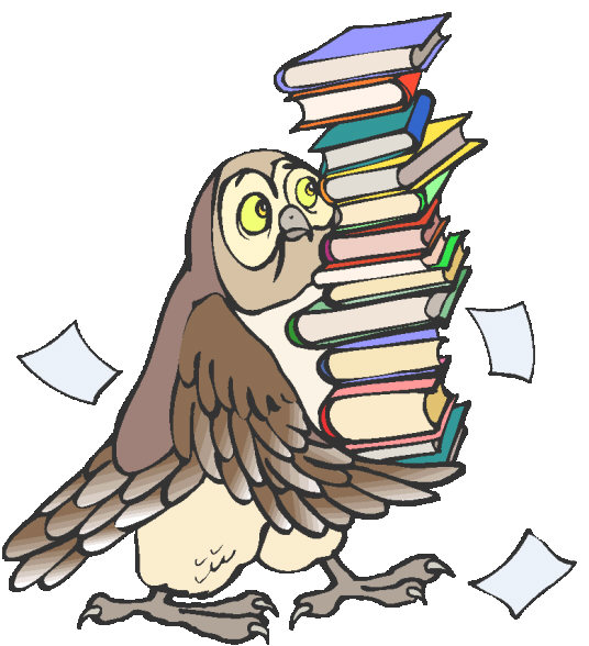 Owl carrying books